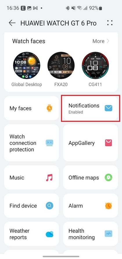 Benachrichtigungseinstellung in der Huawei Health App