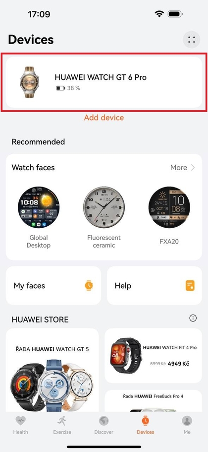 Huawei Health App zeigt gekoppelte Ger&auml;te