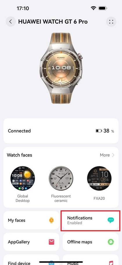 Benachrichtigungseinstellungen in der Huawei Health App