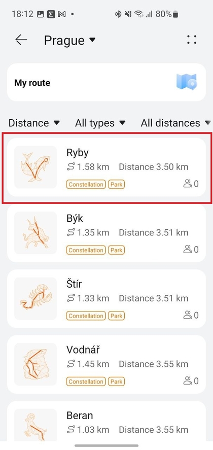 Trainingsroute auf Karte ausw&auml;hlen