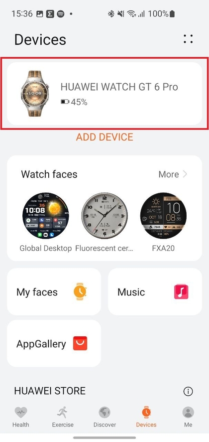 &Ouml;ffnen der Huawei Health App und Zugreifen auf Ger&auml;te
