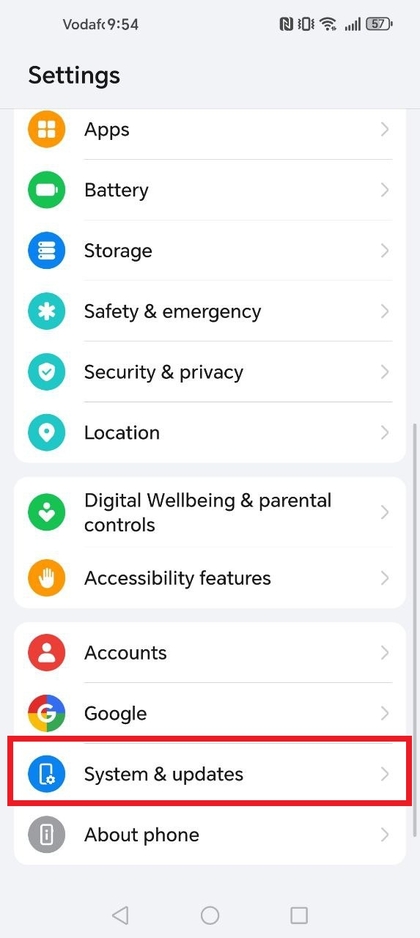 App Instellingen openen op HONOR 400 Lite