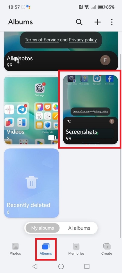 HONOR 400 Lite Screenshots-Album in der Galerie-App