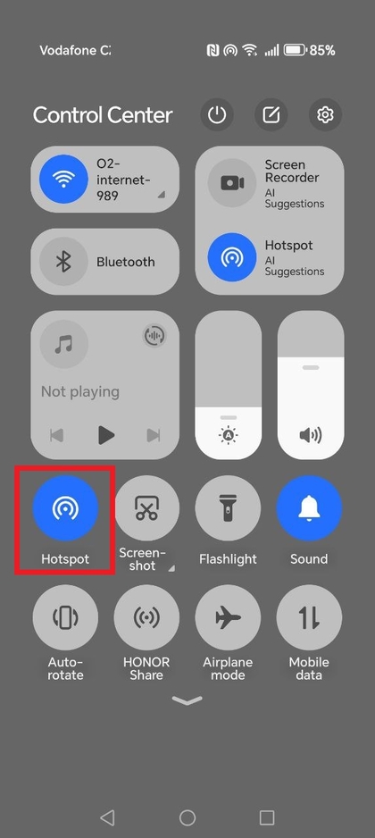 Enable portable hotspot on HONOR 400 Lite