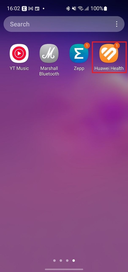 Startbildschirm der Huawei Health App