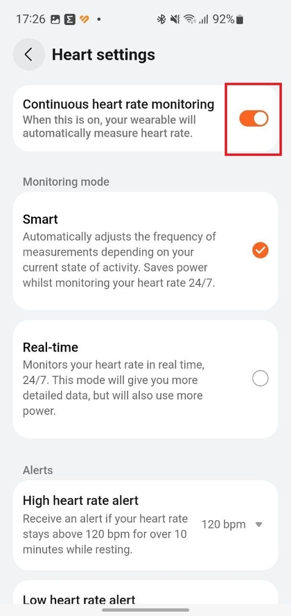 Aktivieren und Deaktivieren der kontinuierlichen Herzfrequenz&uuml;berwachung