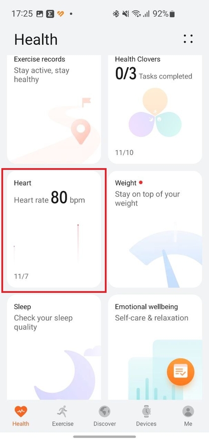 Tab 'Herz' in der Huawei Health App