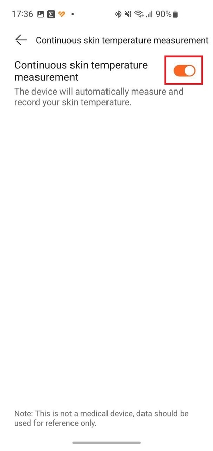 Aktivieren der kontinuierlichen Hauttemperaturmessung in der Huawei Health App