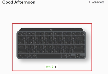 Selecting MX Keys Mini in Logitech Options Plus