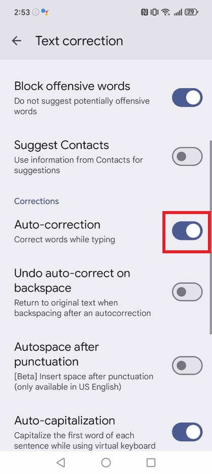 Schakelaar voor automatische correctie