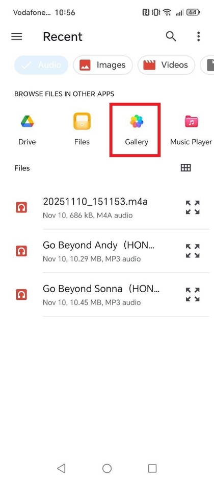 Galerij selecteren voor video