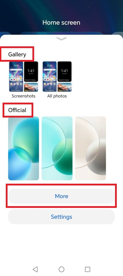 Achtergrond kiezen uit de galerij op HONOR 400 Lite