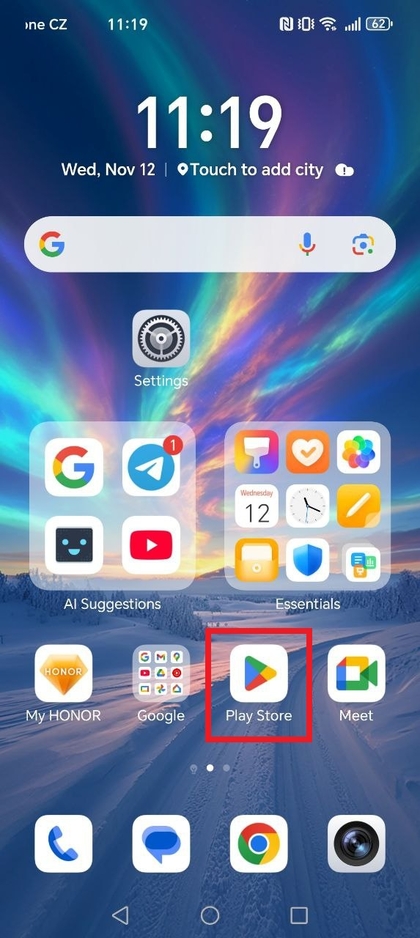 Google Play Store-pictogram op HONOR 400 Lite