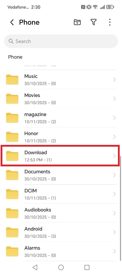 Zugriff auf den Downloads-Ordner auf dem HONOR 400 Lite