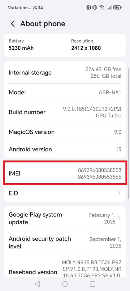 IMEI vergelijken met doos