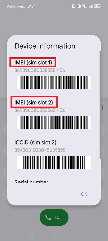 IMEI weergeven op HONOR 400 Lite