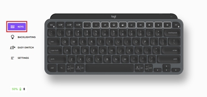 Bereich Tasten in der Logitech Options Plus Software