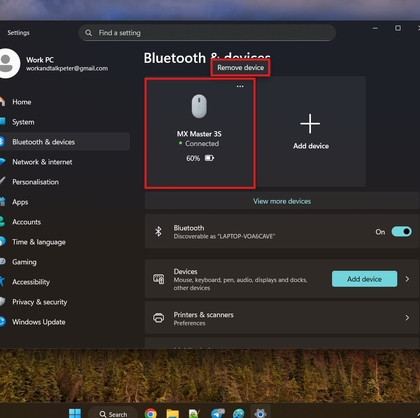 Option de suppression de l'appareil dans les param&egrave;tres Bluetooth