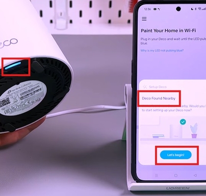 Deco unit met een zichtbaar blauw pulserend indicatielampje