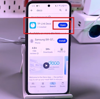 Smartphone scherm met het Deco app icoon