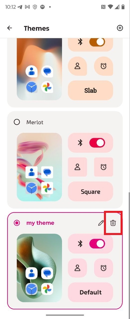 Deleting a theme option
