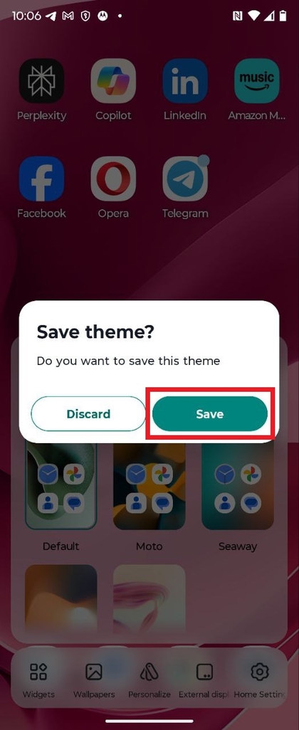 Previewing the selected theme
