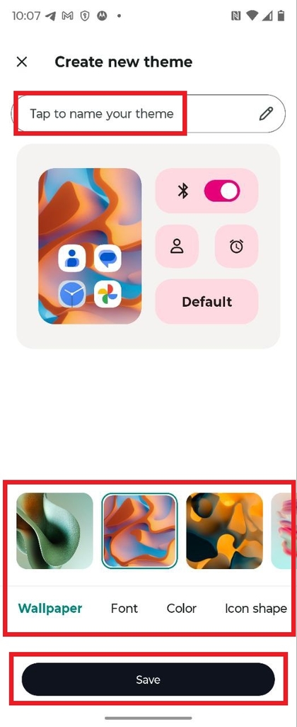 Saving a custom theme