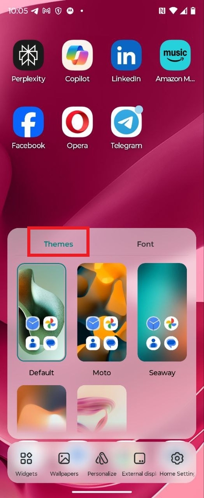 Selecting a theme from options