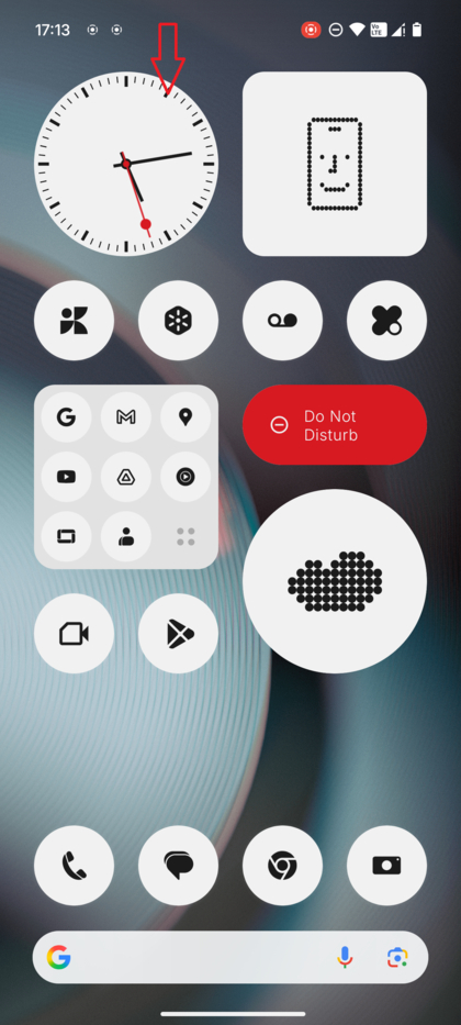 Omlaag veegbeweging vanaf de bovenkant van het scherm tijdens een actieve schermopname.
