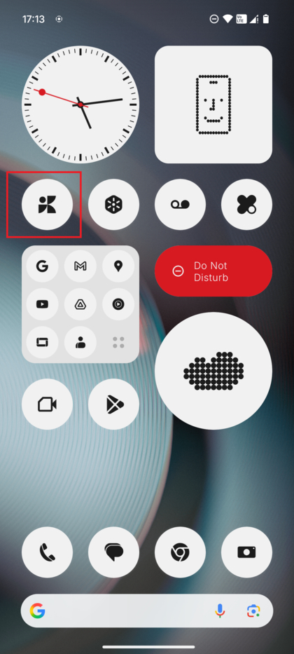 Het pictogram van de app Galerij of Foto's op het startscherm van de Nothing Phone 3.
