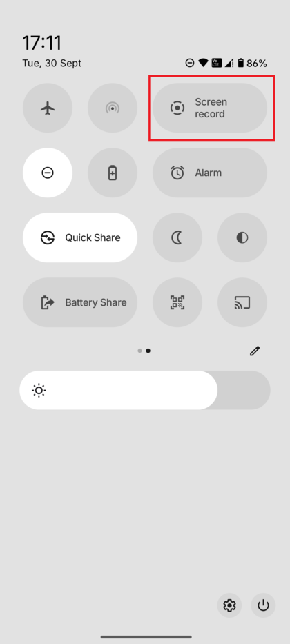 Het menu Snelle instellingen op de Nothing Phone 3.