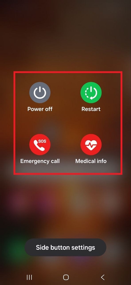 Kikapcsol&aacute;si men&uuml; a Samsung Galaxy A17 5G k&eacute;pernyőj&eacute;n