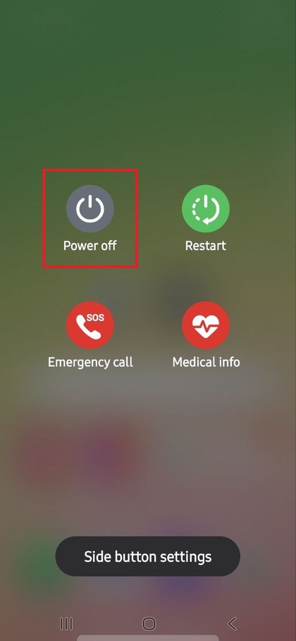 Menyu ya kuzima kwenye Samsung Galaxy A56