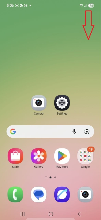 Telezesha kidole chini ili kufikia Mipangilio ya Haraka