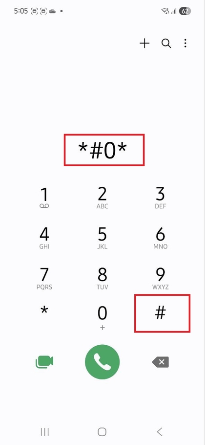 Entering hardware test menu on Samsung Galaxy A56 (Ulazak u izbornik za hardverski test na Samsung Galaxy A56)