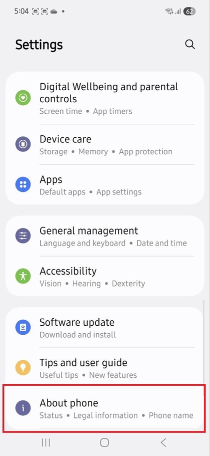 Navigating to settings on Samsung Galaxy A56 (Navigacija do postavki na Samsung Galaxy A56)