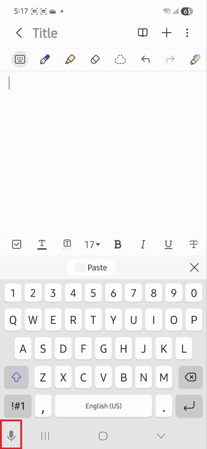 Tipkovnica z ikono mikrofona na Samsung Galaxy A56