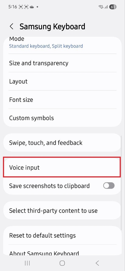 Možnosti glasovnega vnosa na Samsung Galaxy A56