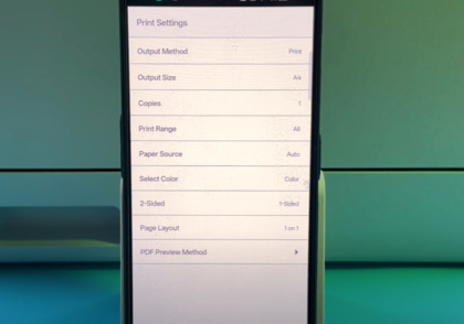 Programu ya Canon Print inaonyesha mipangilio ya kina ya uchapishaji kama vile karatasi