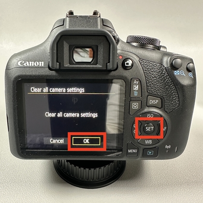 Best&auml;tigung des Resets der Canon EOS 2000D