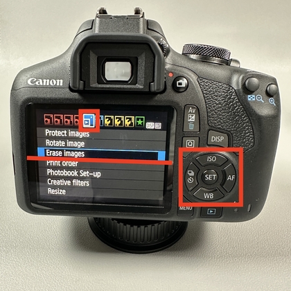 Indstillingen Slet billeder i Canon-kameramenuen