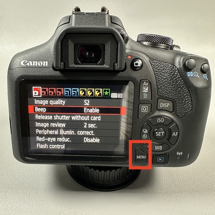 Canon EOS 2000D-da Menyu tugmasini bosish