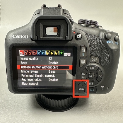 Acc&egrave;s au menu du Canon EOS 2000D