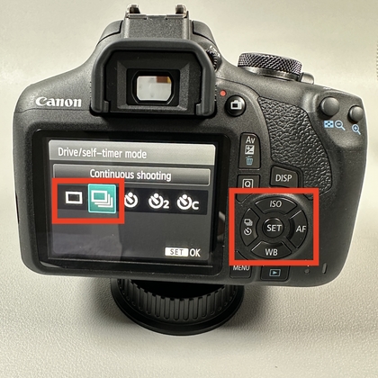 Ikon for kontinuerlig optagelsestilstand p&aring; Canon EOS 2000D