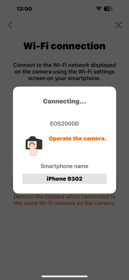 Canon Camera Connect app on smartphone screen
