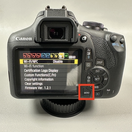 Menu button on Canon EOS 2000D