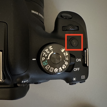 Blitz-Taste an einer Canon Kamera dr&uuml;cken