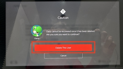 Best&auml;tigung der Benutzerl&ouml;schung auf Nintendo Switch 2