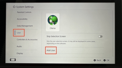 Benutzereinstellungen auf Nintendo Switch 2