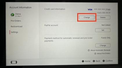 Formular zum Aktualisieren der Kreditkarteninformationen